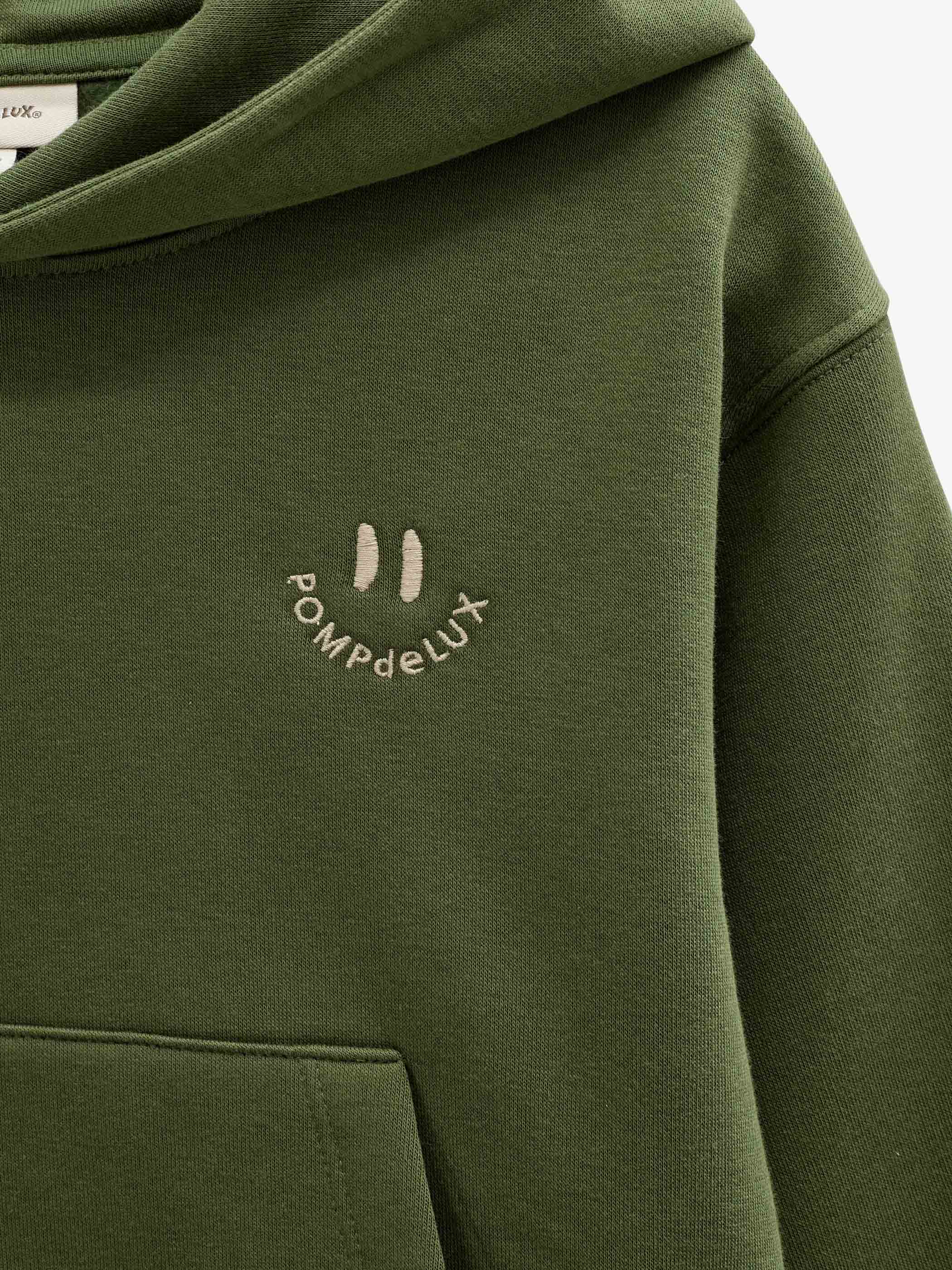 Hoodie med smiley broderi Kids - Moss Green | 101581 Andrew