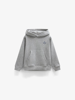 Hoodie med smiley broderi Kids - Grey Melange | 101583 Andrew