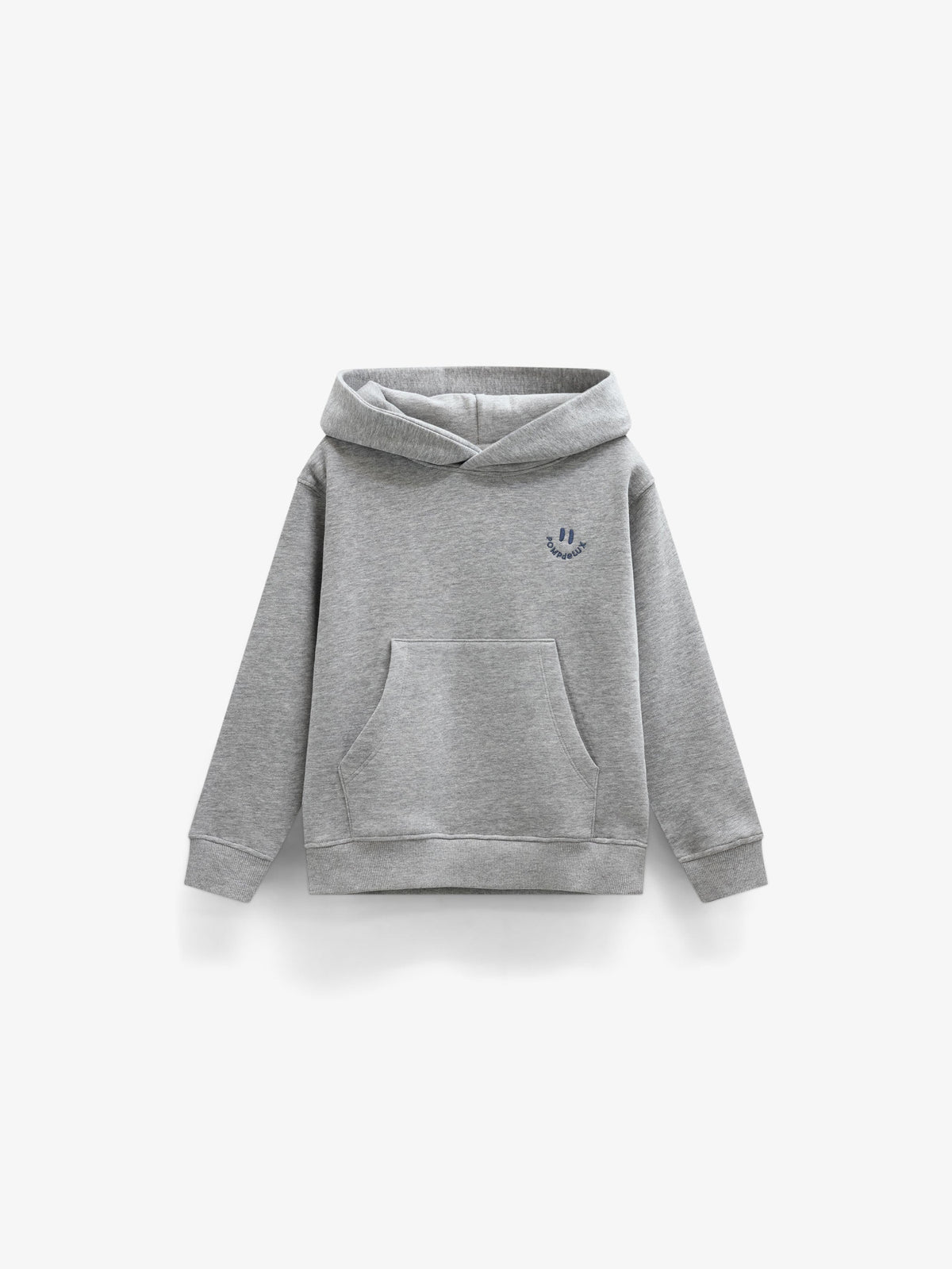 Hoodie med smiley broderi Tween - Grey Melange | 101584 Andrew