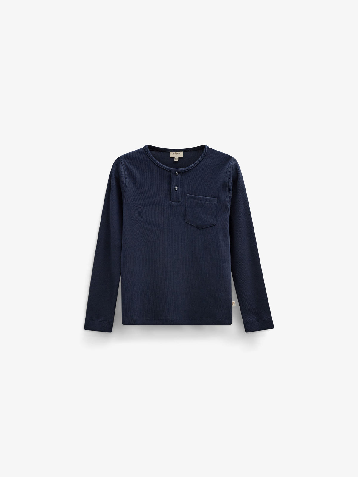 Ribbet langærmet T-shirt med stolpelukning Kids - Navy | 101591 Conrad