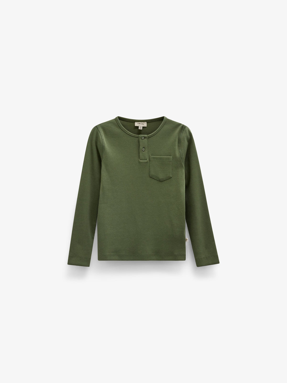 Ribbet langærmet T-shirt med stolpelukning Kids - Moss Green | 101593 Conrad