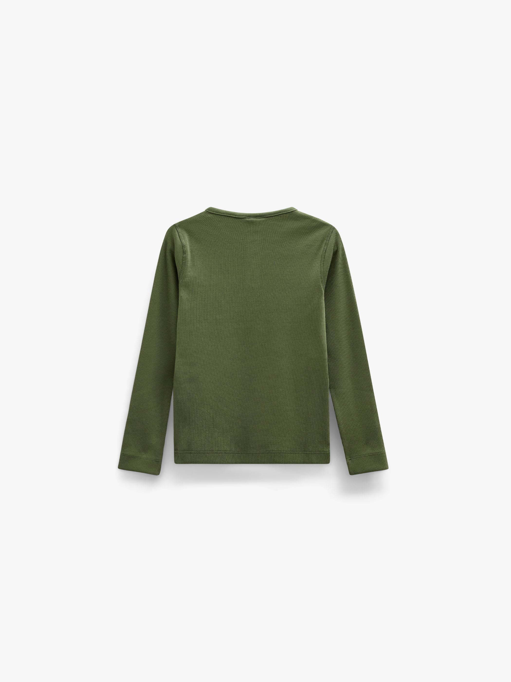 Ribbet langærmet T-shirt med stolpelukning Kids - Moss Green | 101593 Conrad