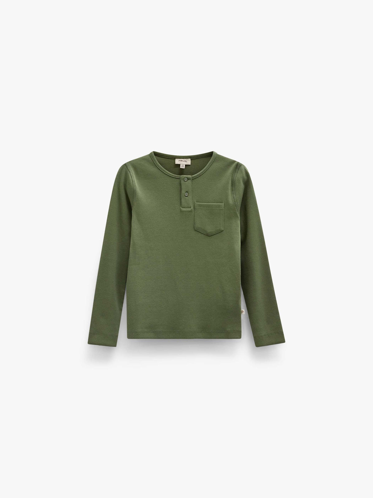 Ribbet langærmet T-shirt med stolpelukning Kids - Moss Green | 101593 Conrad