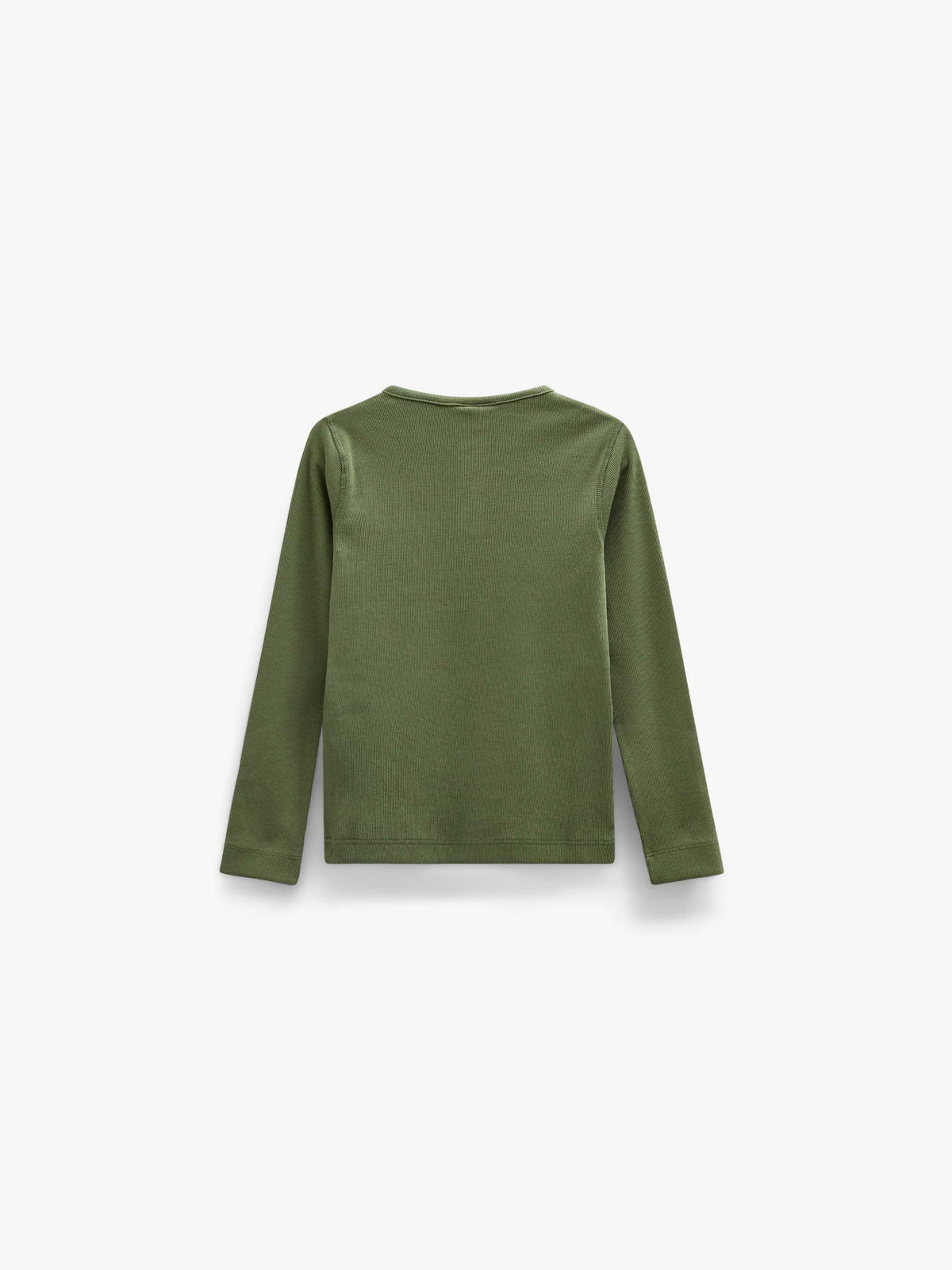 Ribbet langærmet T-shirt med stolpelukning Tween - Moss Green | 101594 Conrad