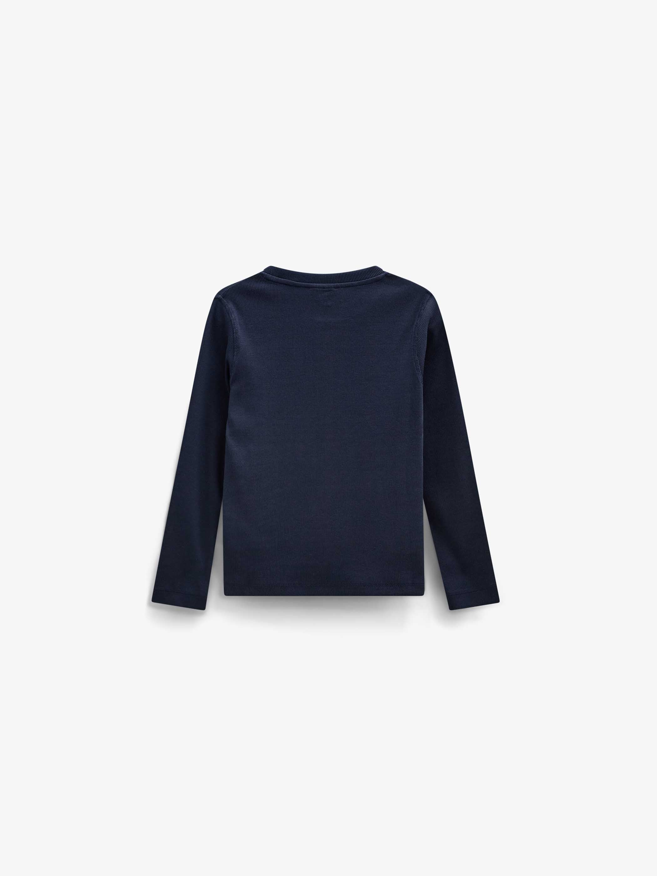 Ribbet langærmet T-shirt Tween - Navy | 101598 Conrad