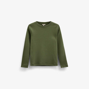 Ribbet langærmet T-shirt Kids - Moss Green | 101599 Conrad