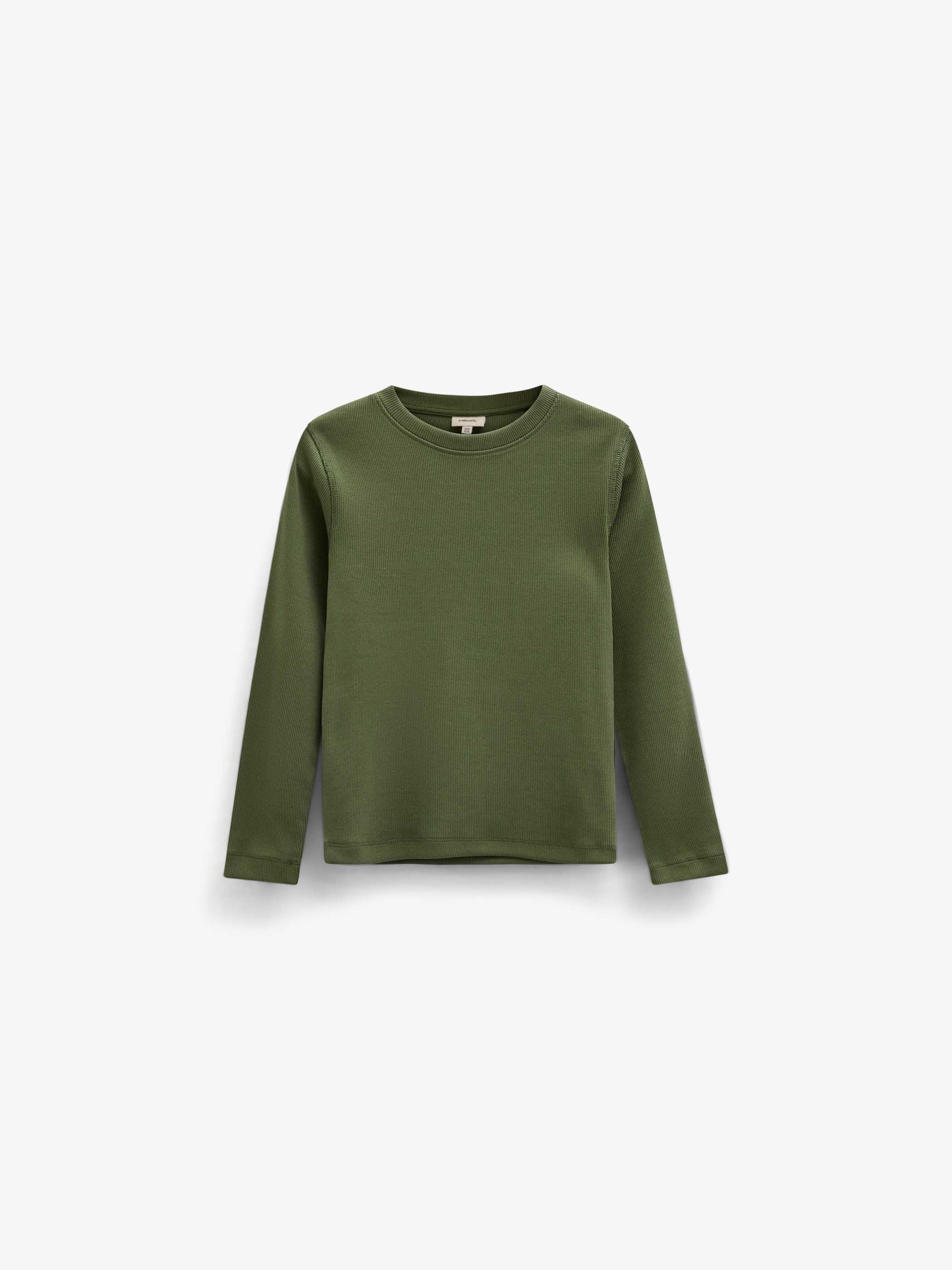 Ribbet langærmet T-shirt Tween - Moss Green | 101600 Conrad