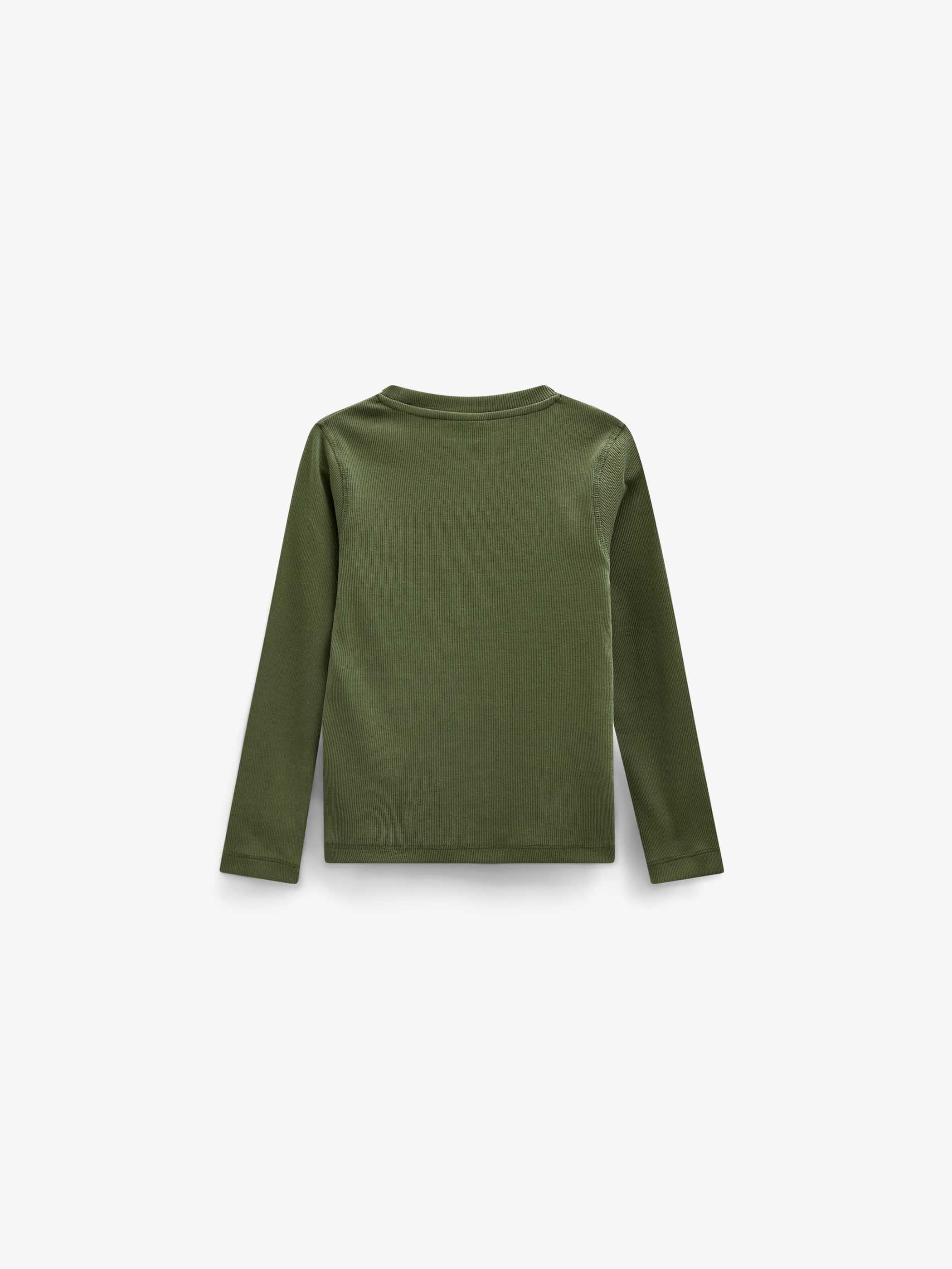 Ribbet langærmet T-shirt Tween - Moss Green | 101600 Conrad