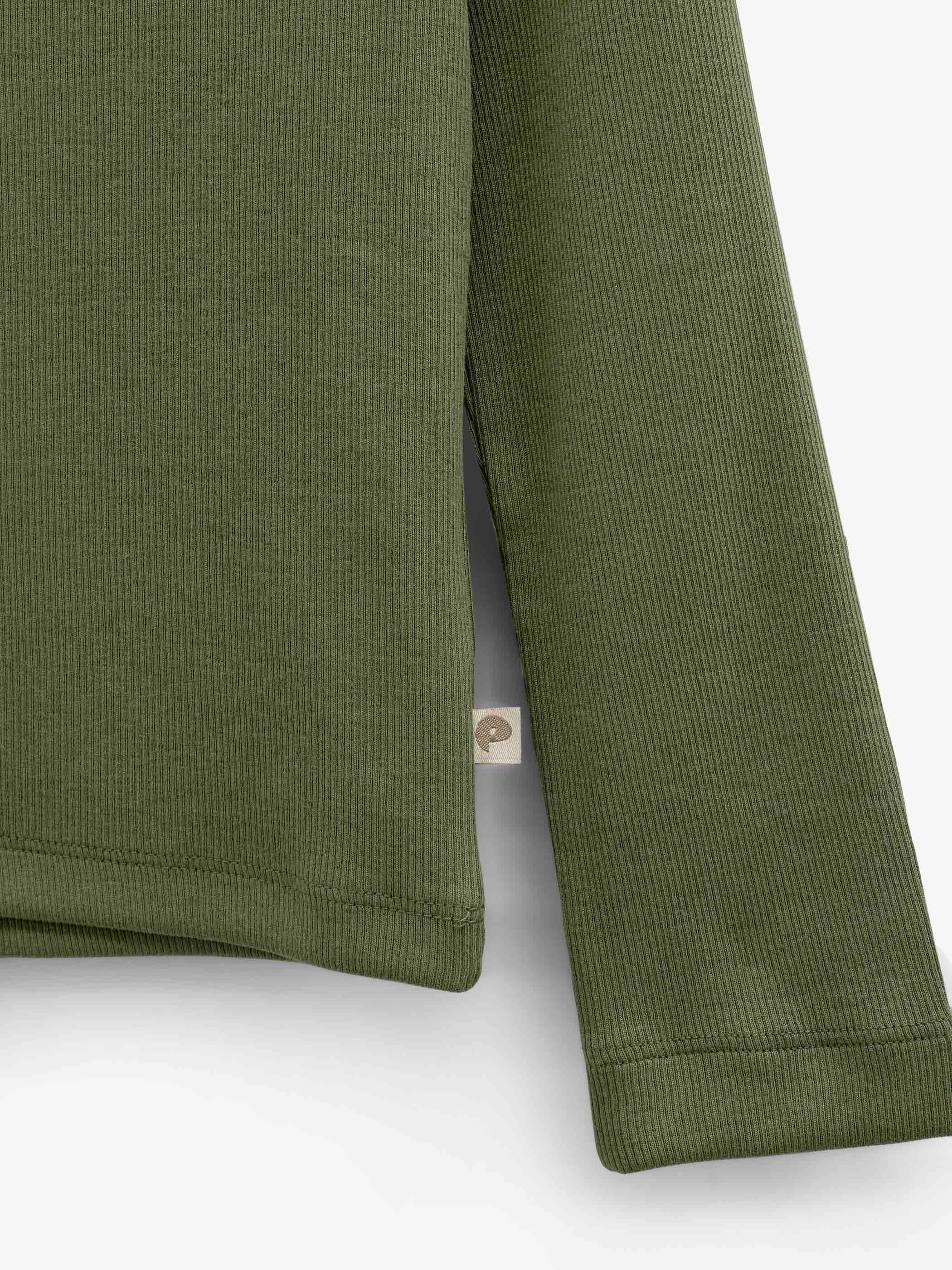 Ribbet langærmet T-shirt Tween - Moss Green | 101600 Conrad
