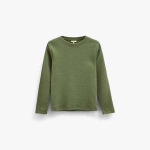 Ribbet langærmet T-shirt Kids - Moss Green | 101599 Conrad
