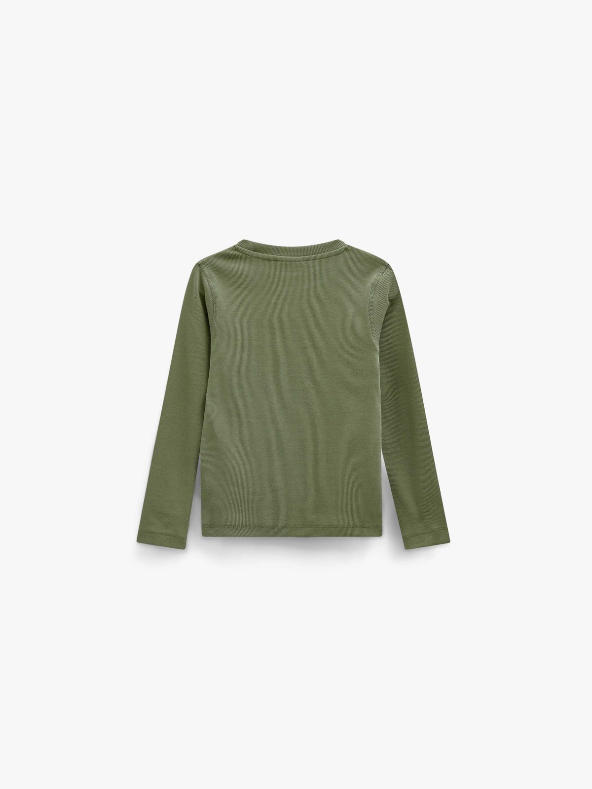 Ribbet langærmet T-shirt Kids - Moss Green | 101599 Conrad