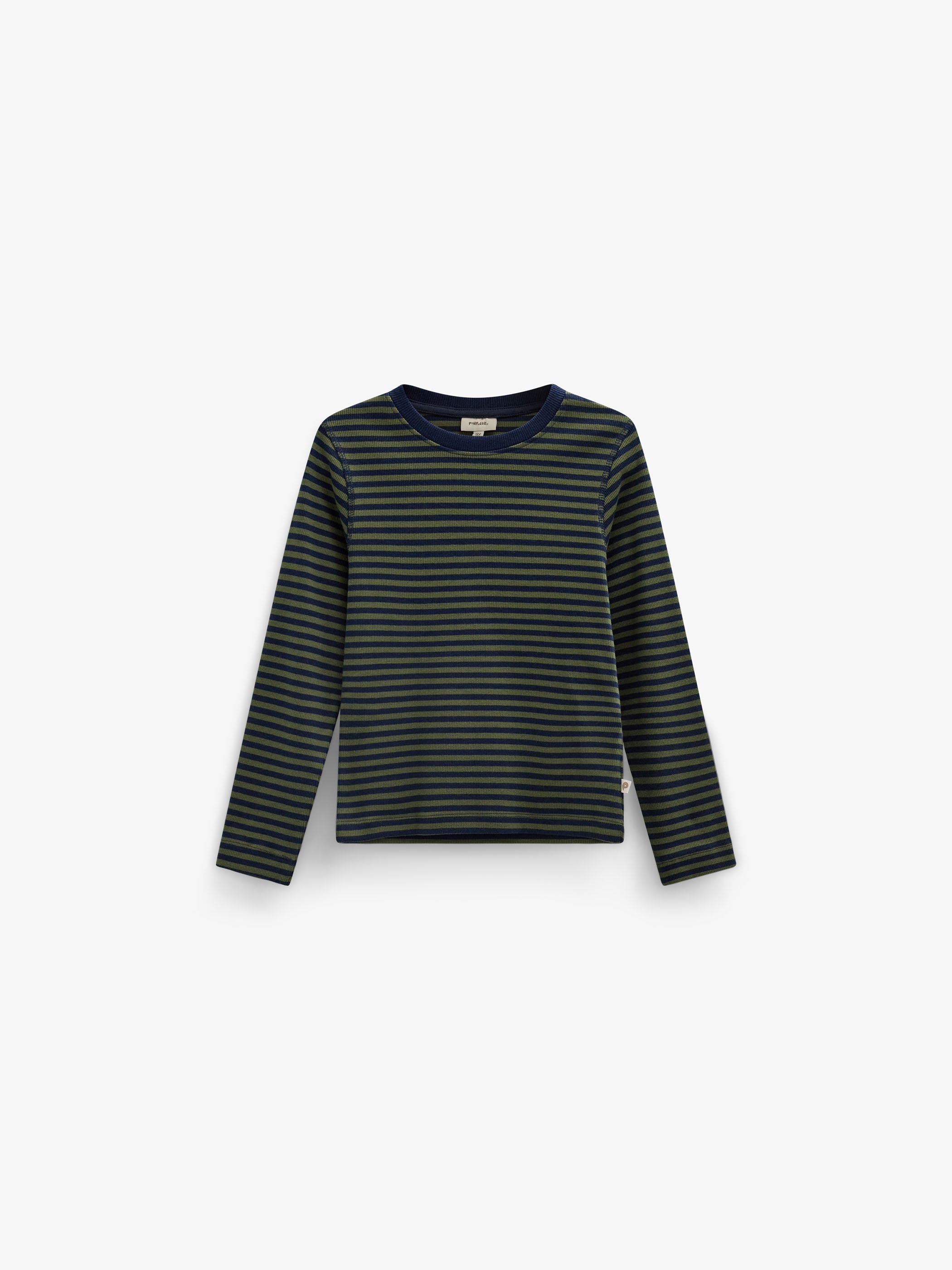 Ribbet langærmet T-shirt Tween - Moss Green/Navy Stripe | 101602 Conrad