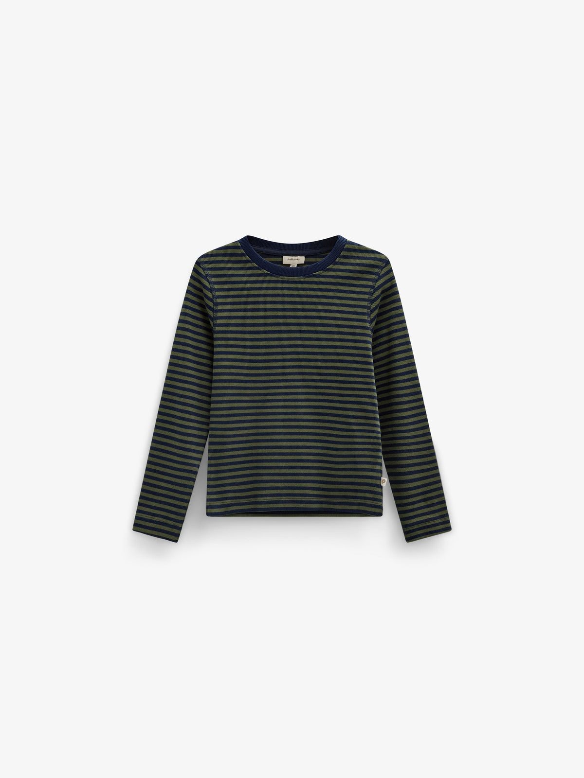 Ribbet langærmet T-shirt Tween - Moss Green/Navy Stripe | 101602 Conrad