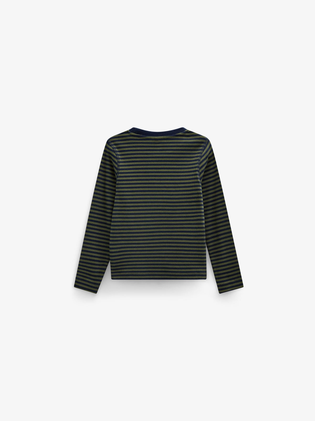Ribbet langærmet T-shirt Kids - Moss Green/Navy Stripe | 101601 Conrad