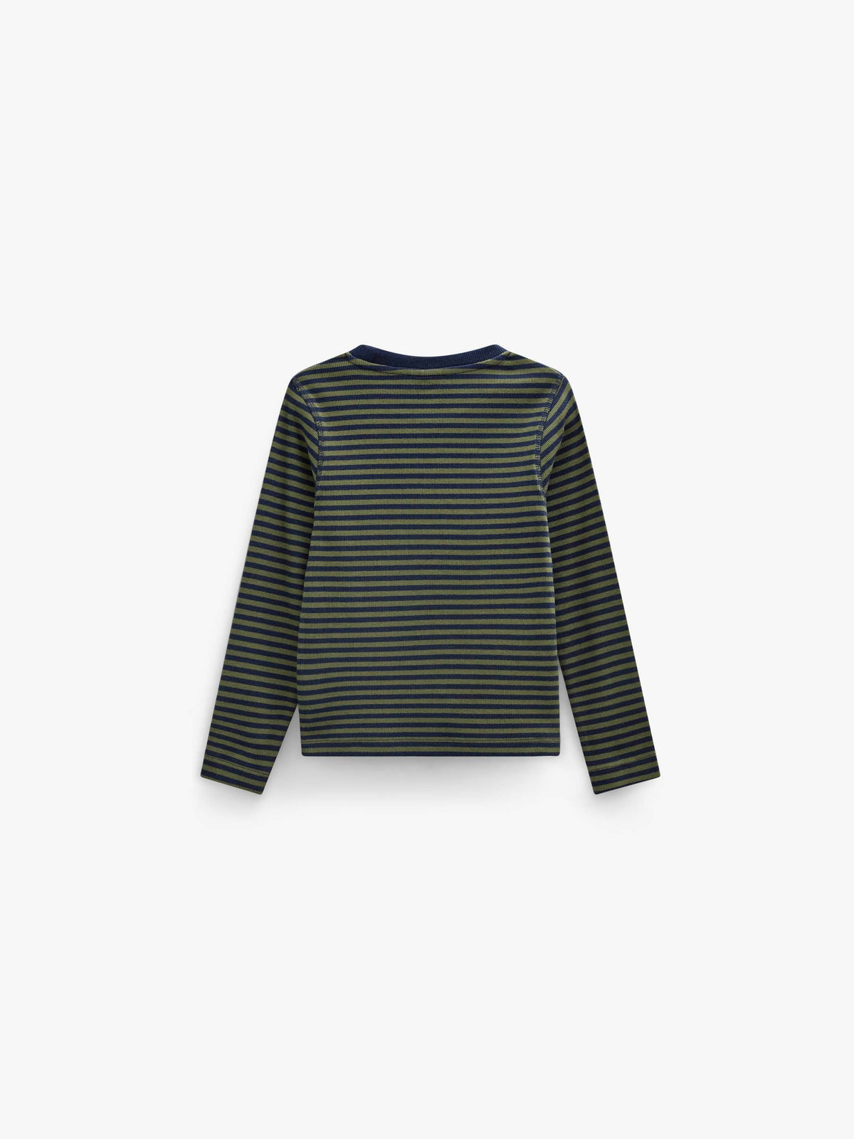 Ribbet langærmet T-shirt Tween - Moss Green/Navy Stripe | 101602 Conrad