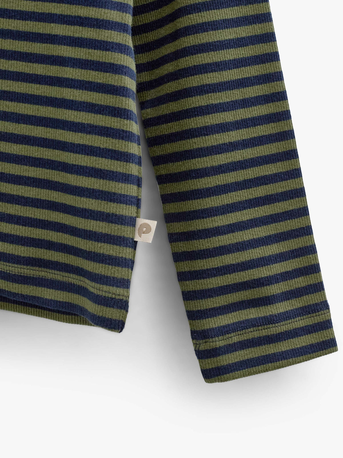 Ribbet langærmet T-shirt Kids - Moss Green/Navy Stripe | 101601 Conrad