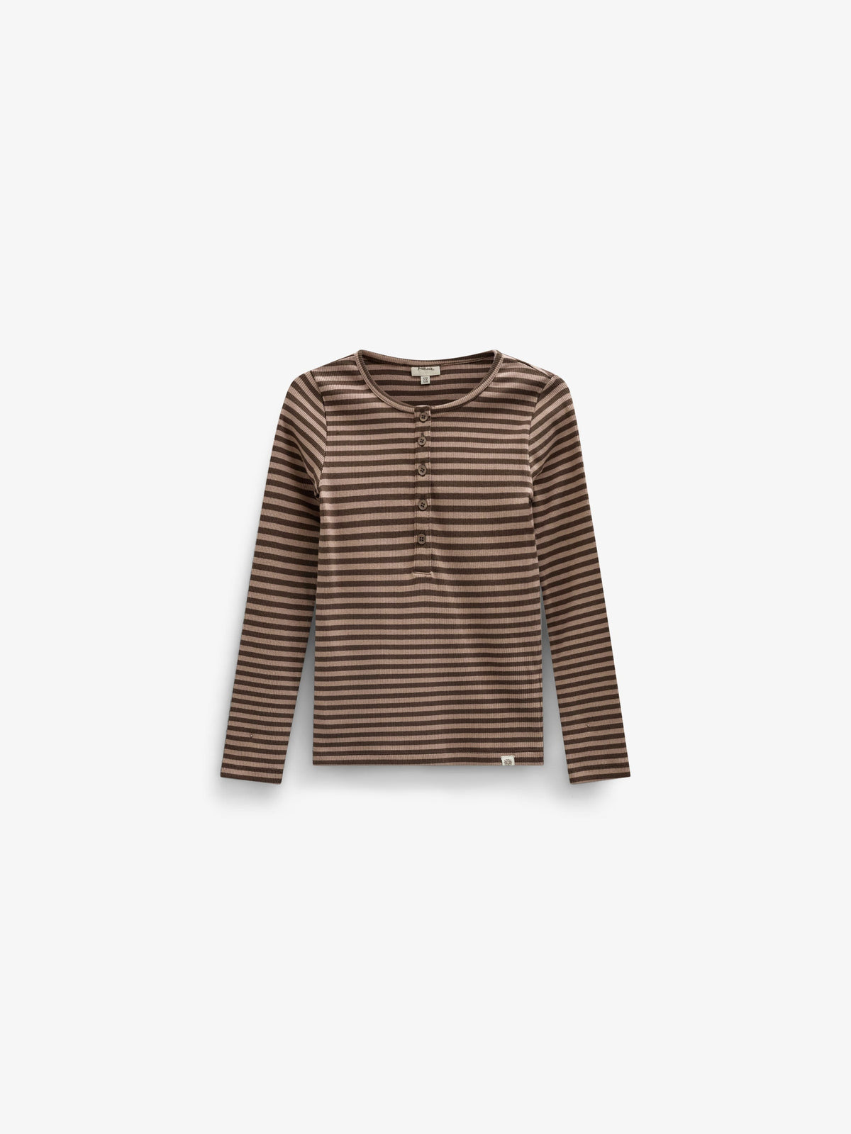 Stribet langærmet T-shirt i rib Kids - Brown/Light Brown | 101614 Gloria