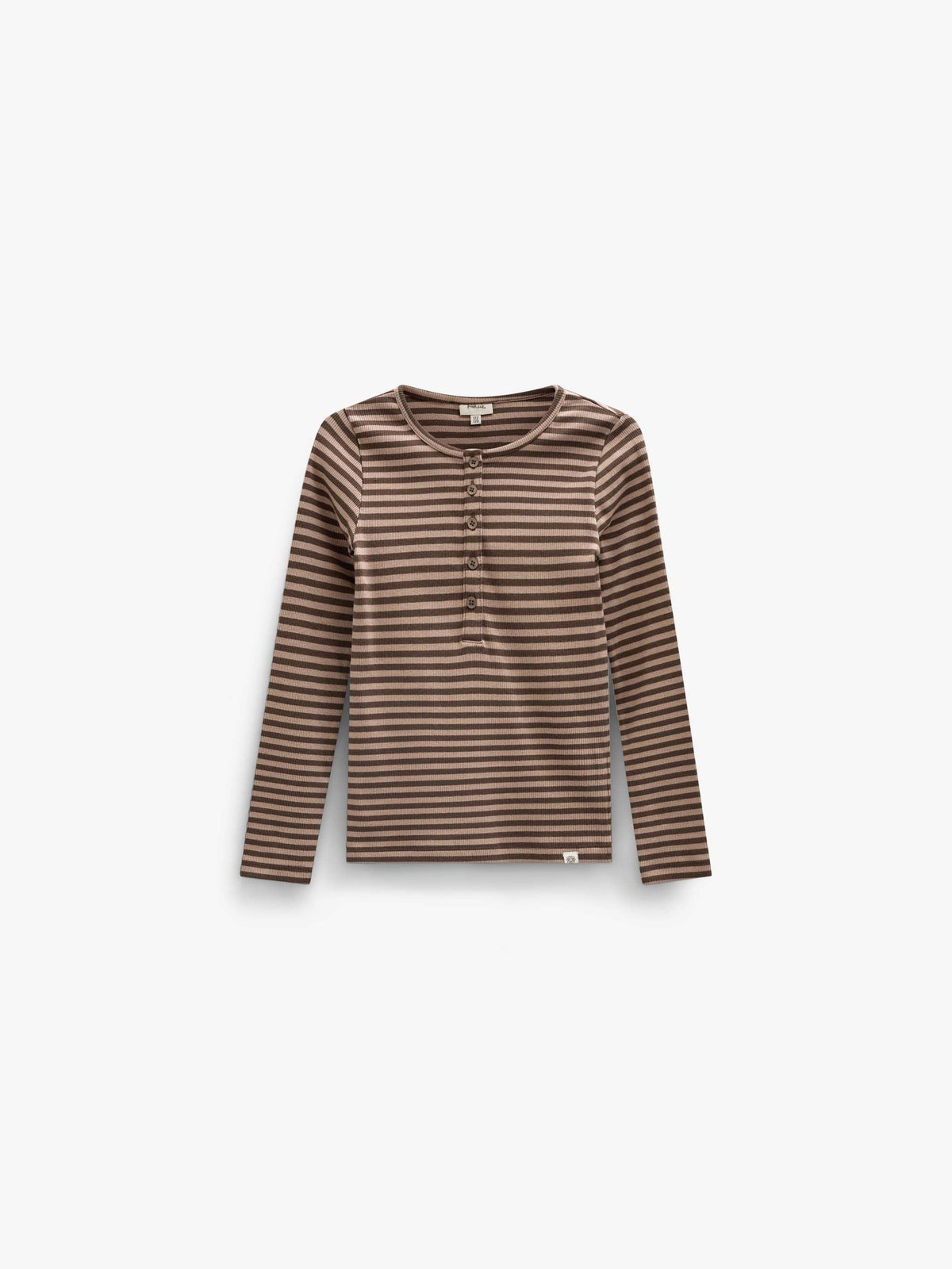 Stribet langærmet T-shirt i rib Kids - Brown/Light Brown | 101614 Gloria