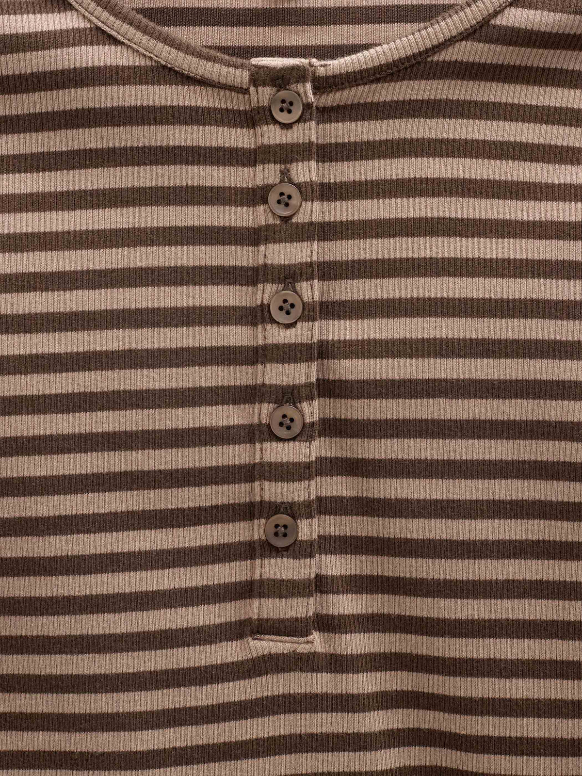 Stribet langærmet T-shirt i rib Kids - Brown/Light Brown | 101614 Gloria