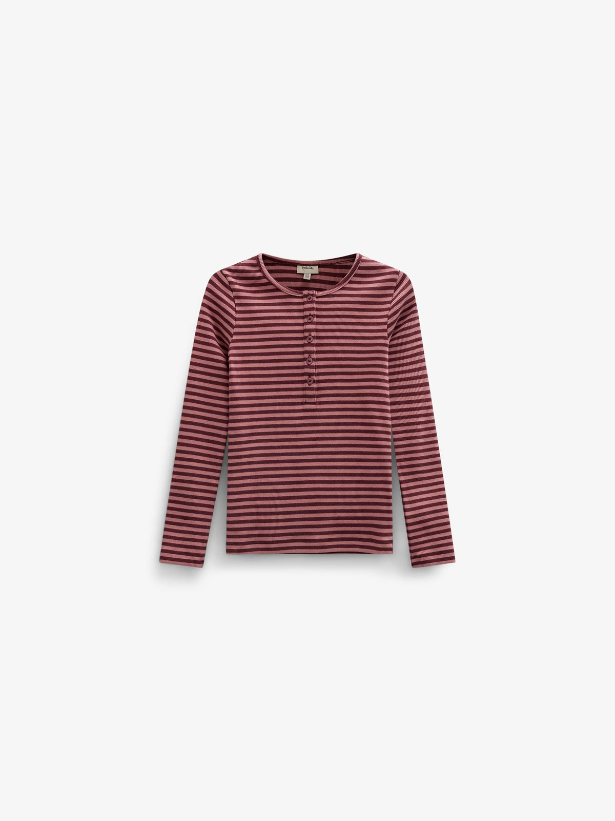 Stribet langærmet T-shirt i rib Tween - Dusty Rose/Bordeaux | 101617 Gloria