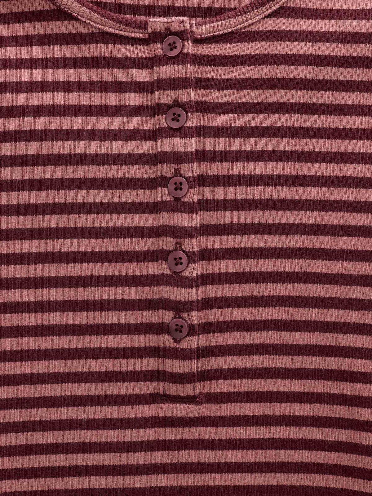 Stribet langærmet T-shirt i rib Kids - Dusty Rose/Bordeaux | 101616 Gloria