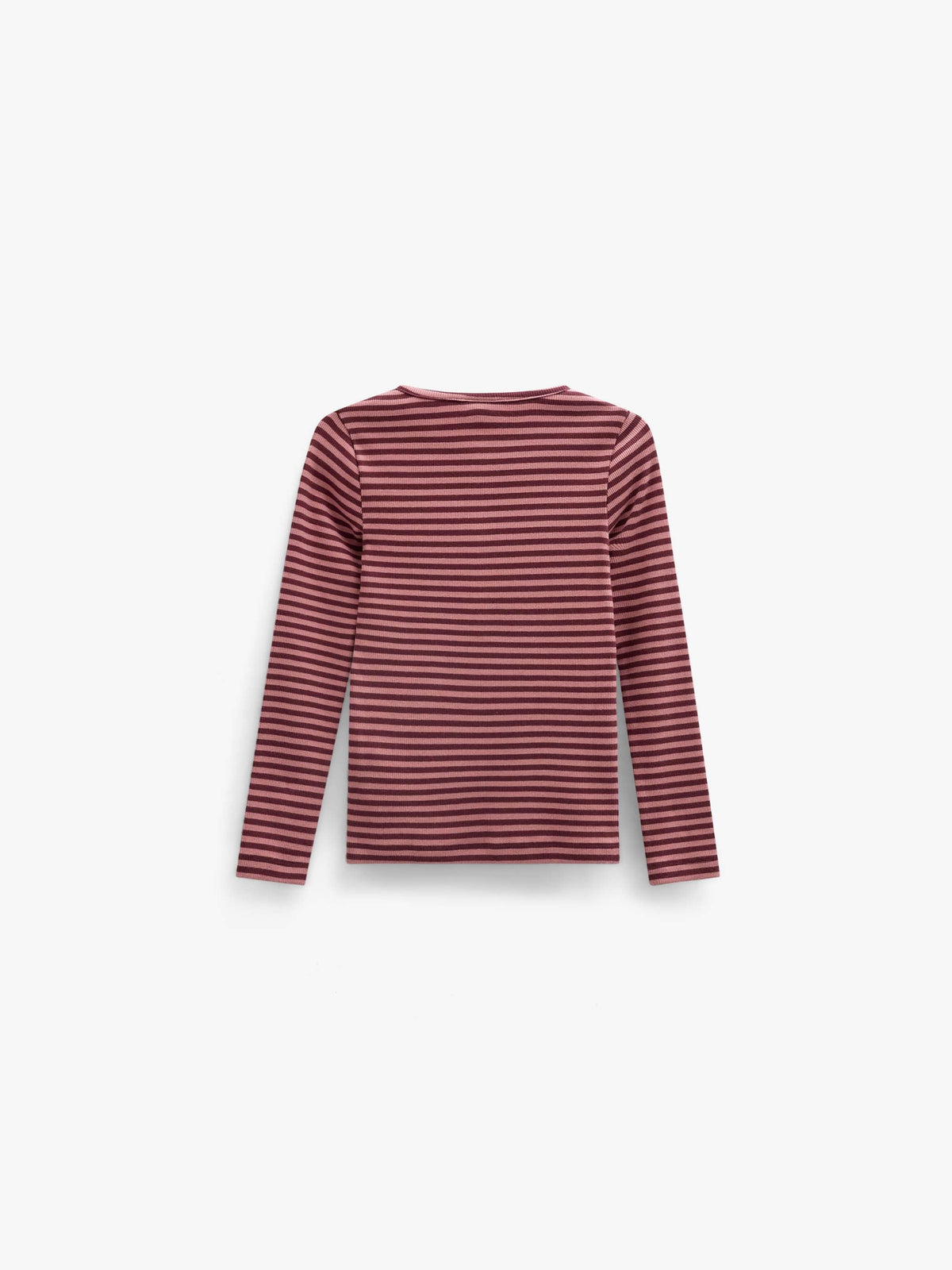 Stribet langærmet T-shirt i rib Kids - Dusty Rose/Bordeaux | 101616 Gloria