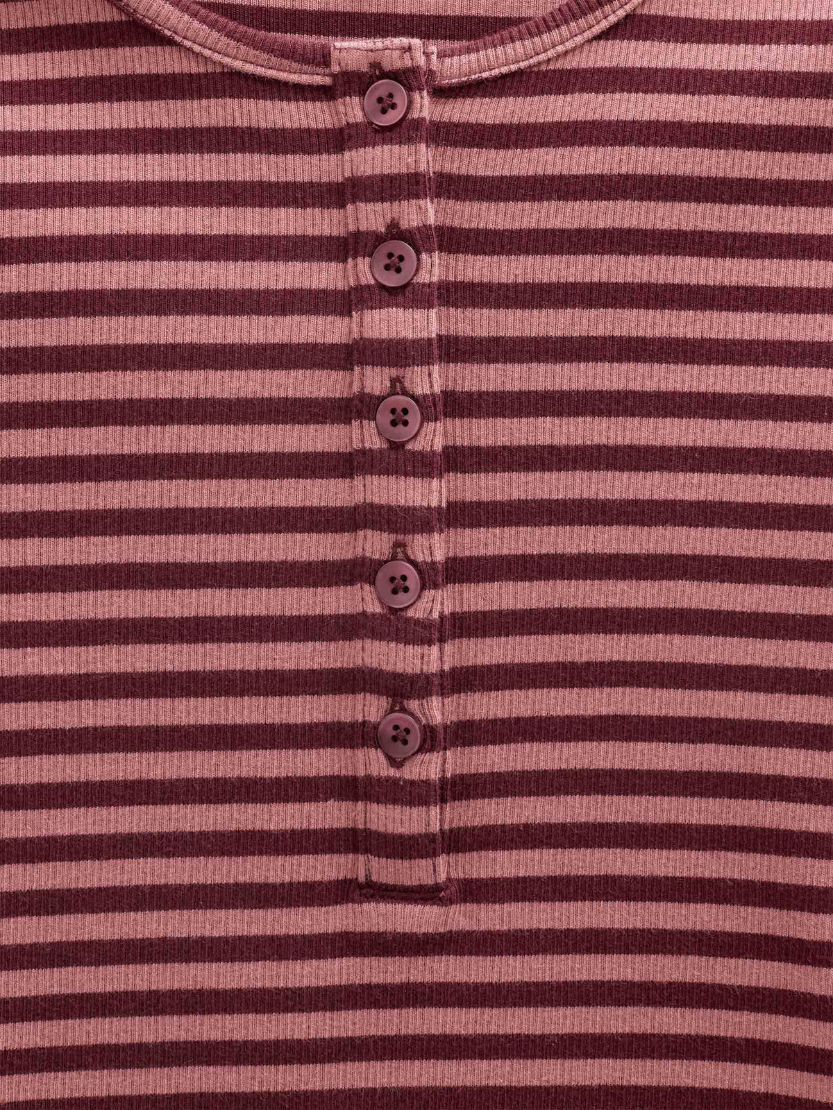 Stribet langærmet T-shirt i rib Kids - Dusty Rose/Bordeaux | 101616 Gloria