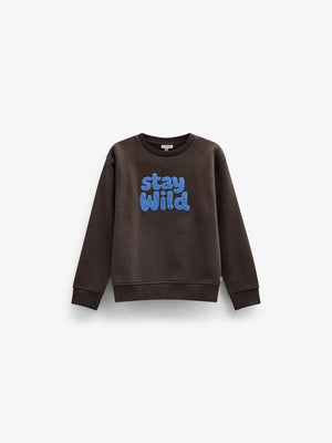 Rundhalset sweatshirt med frottébroderi Tween - Dark Brown | 101623 Joel