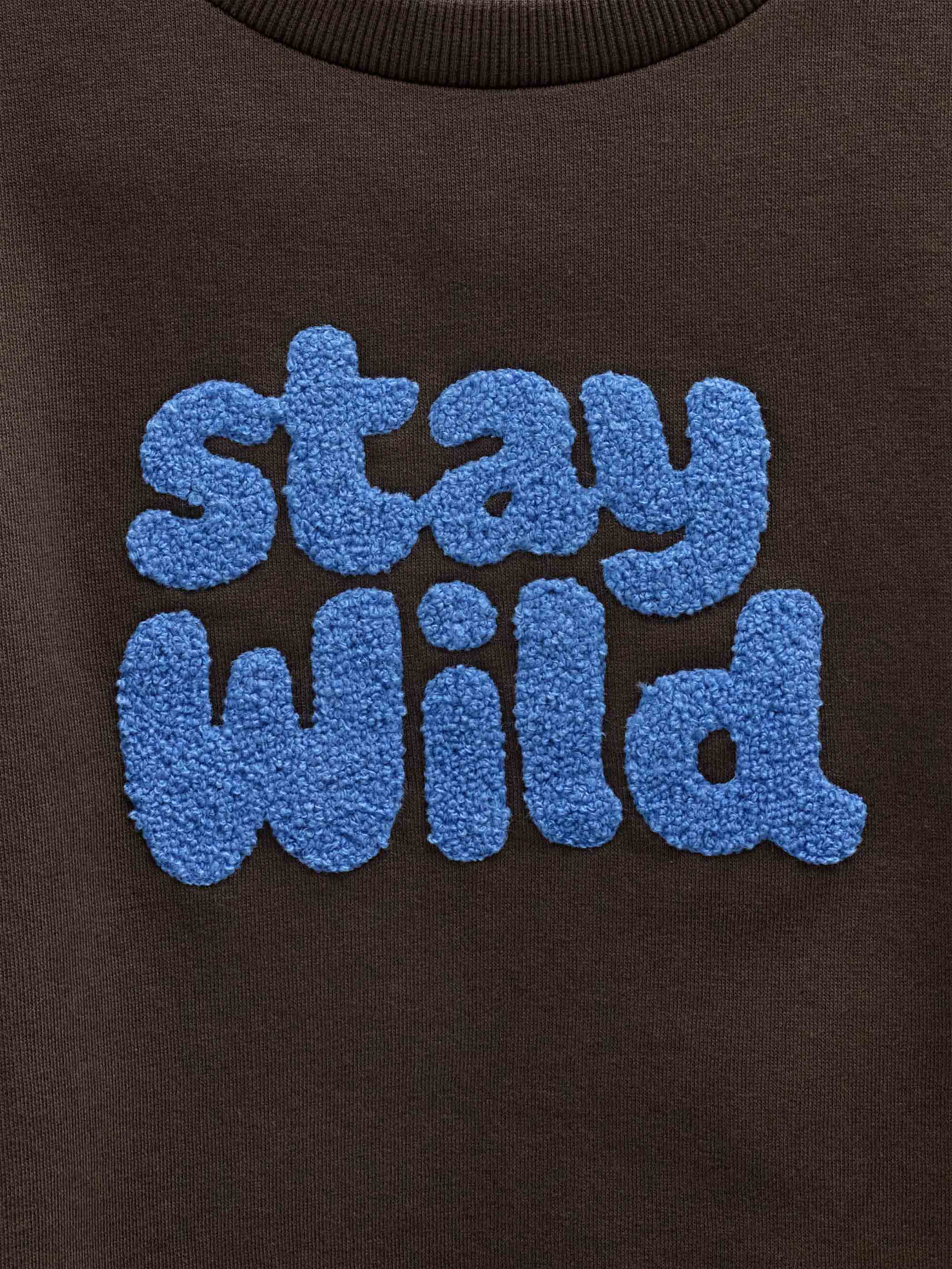 Rundhalset sweatshirt med frottébroderi Kids - Dark Brown | 101622 Joel