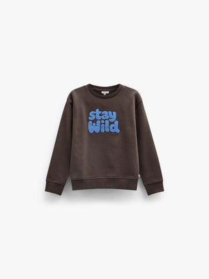 Rundhalset sweatshirt med frottébroderi Tween - Dark Brown | 101623 Joel