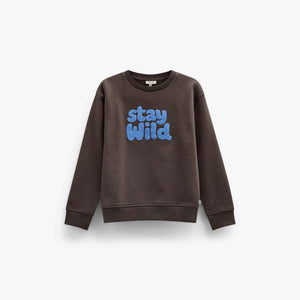 Rundhalset sweatshirt med frottébroderi Kids - Dark Brown | 101622 Joel