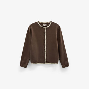 Cardigan med kontraststikninger Kids - Brown/Offwhite | 101632 Lia