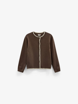 Cardigan med kontraststikninger Kids - Brown/Offwhite | 101632 Lia