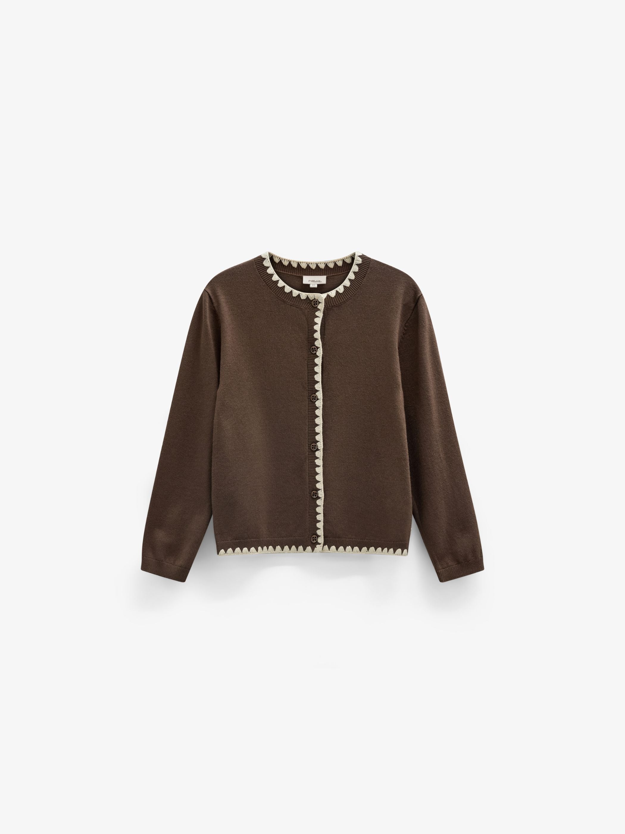 Cardigan med kontraststikninger Kids - Brown/Offwhite | 101632 Lia