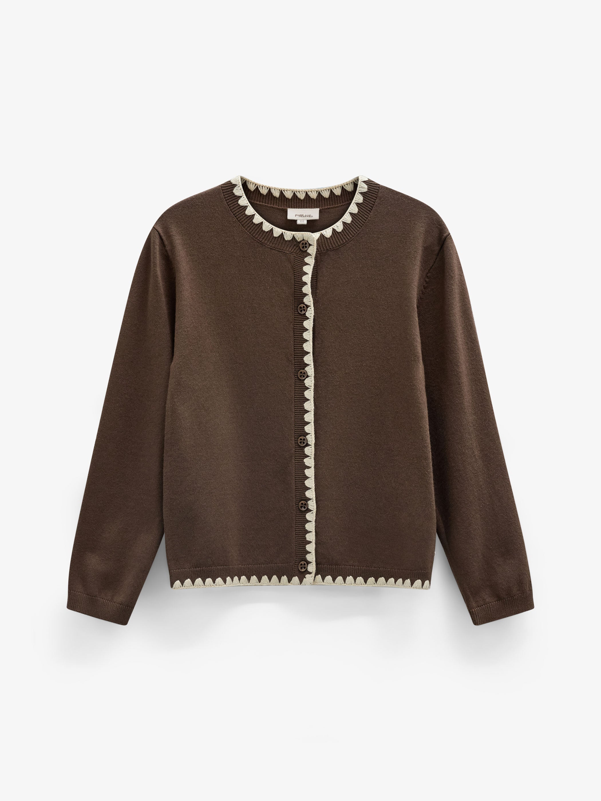 Cardigan med kontraststikninger Kids - Brown/Offwhite | 101632 Lia