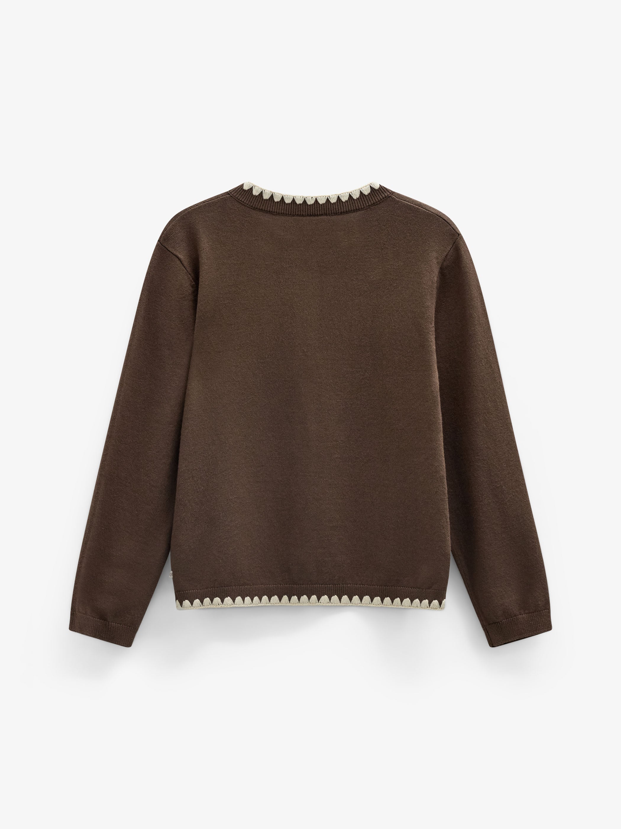 Cardigan med kontraststikninger Tween - Brown/Offwhite | 101633 Lia