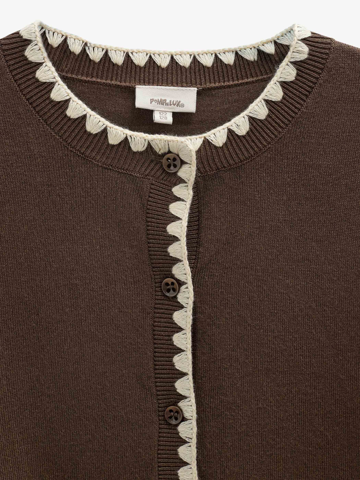 Cardigan med kontraststikninger Kids - Brown/Offwhite | 101632 Lia
