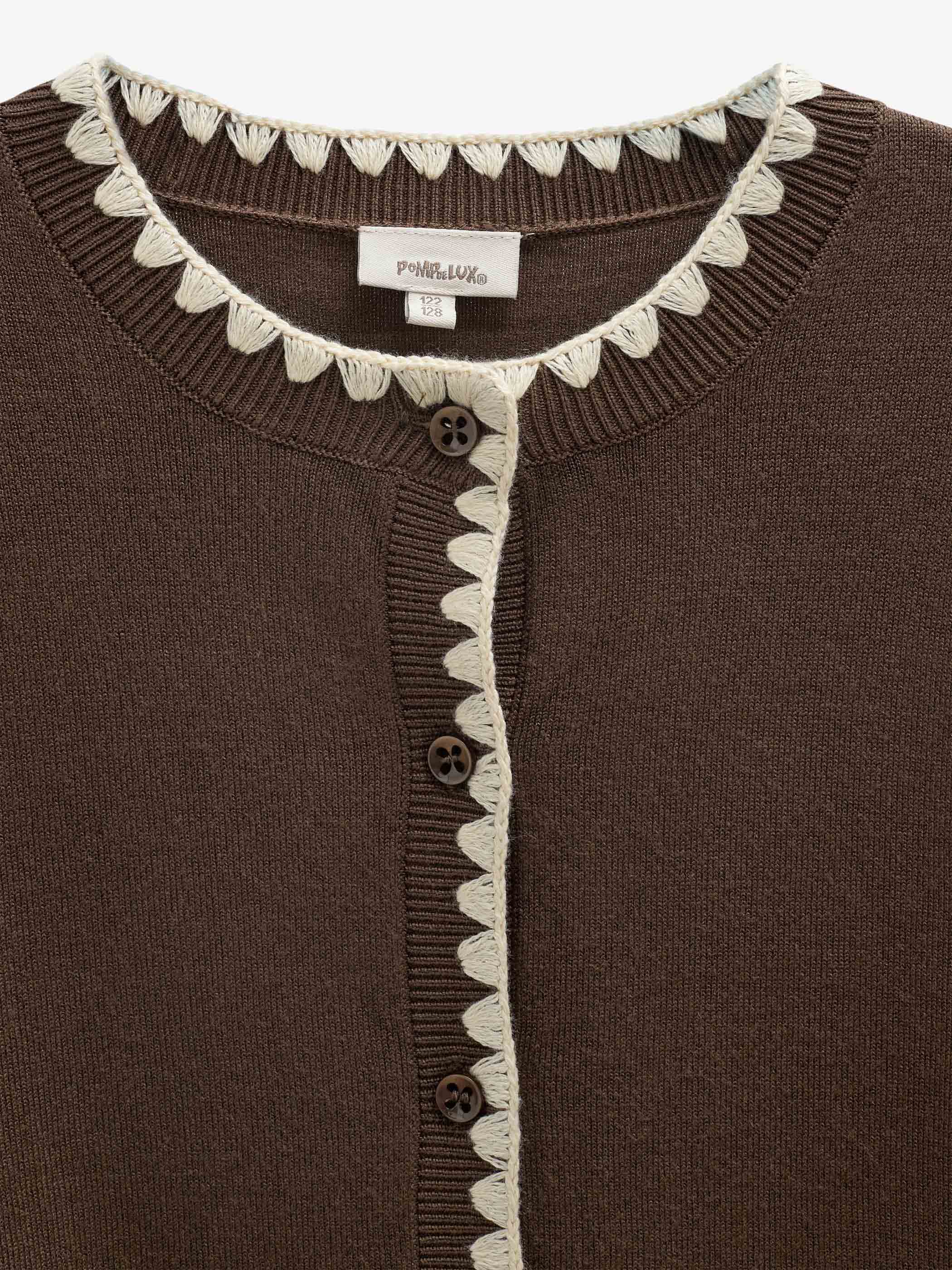 Cardigan med kontraststikninger Kids - Brown/Offwhite | 101632 Lia