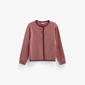 Cardigan med kontraststikninger Kids - Dusty Rose/Bordeaux | 101634 Lia