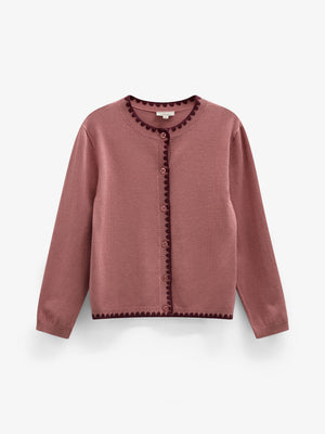 Cardigan med kontraststikninger Tween - Dusty Rose/Bordeaux | 101635 Lia