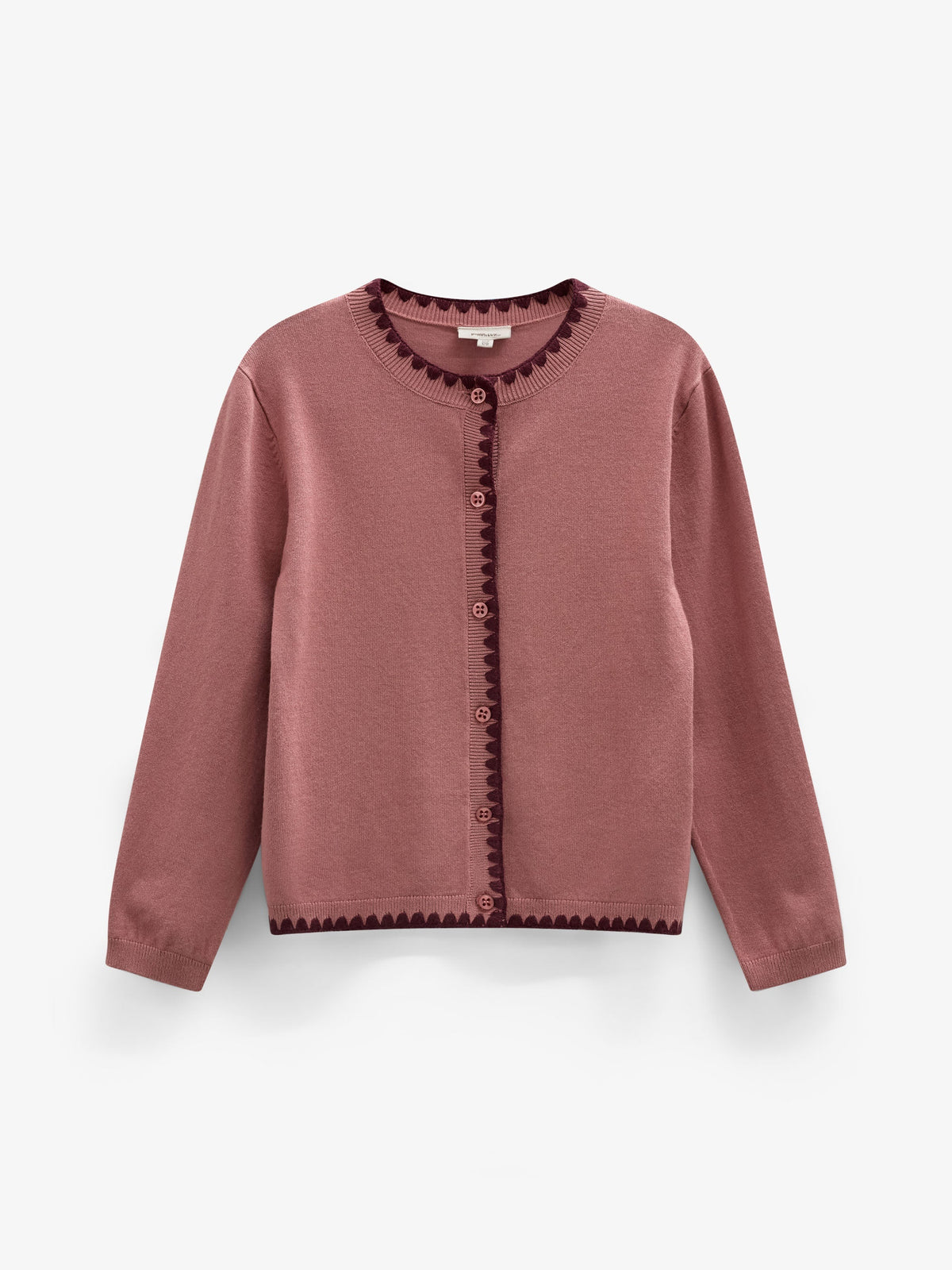 Cardigan med kontraststikninger Kids - Dusty Rose/Bordeaux | 101634 Lia