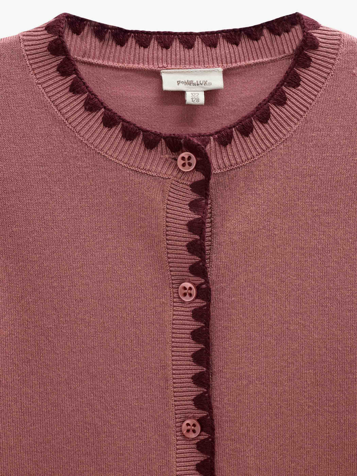 Cardigan med kontraststikninger Tween - Dusty Rose/Bordeaux | 101635 Lia