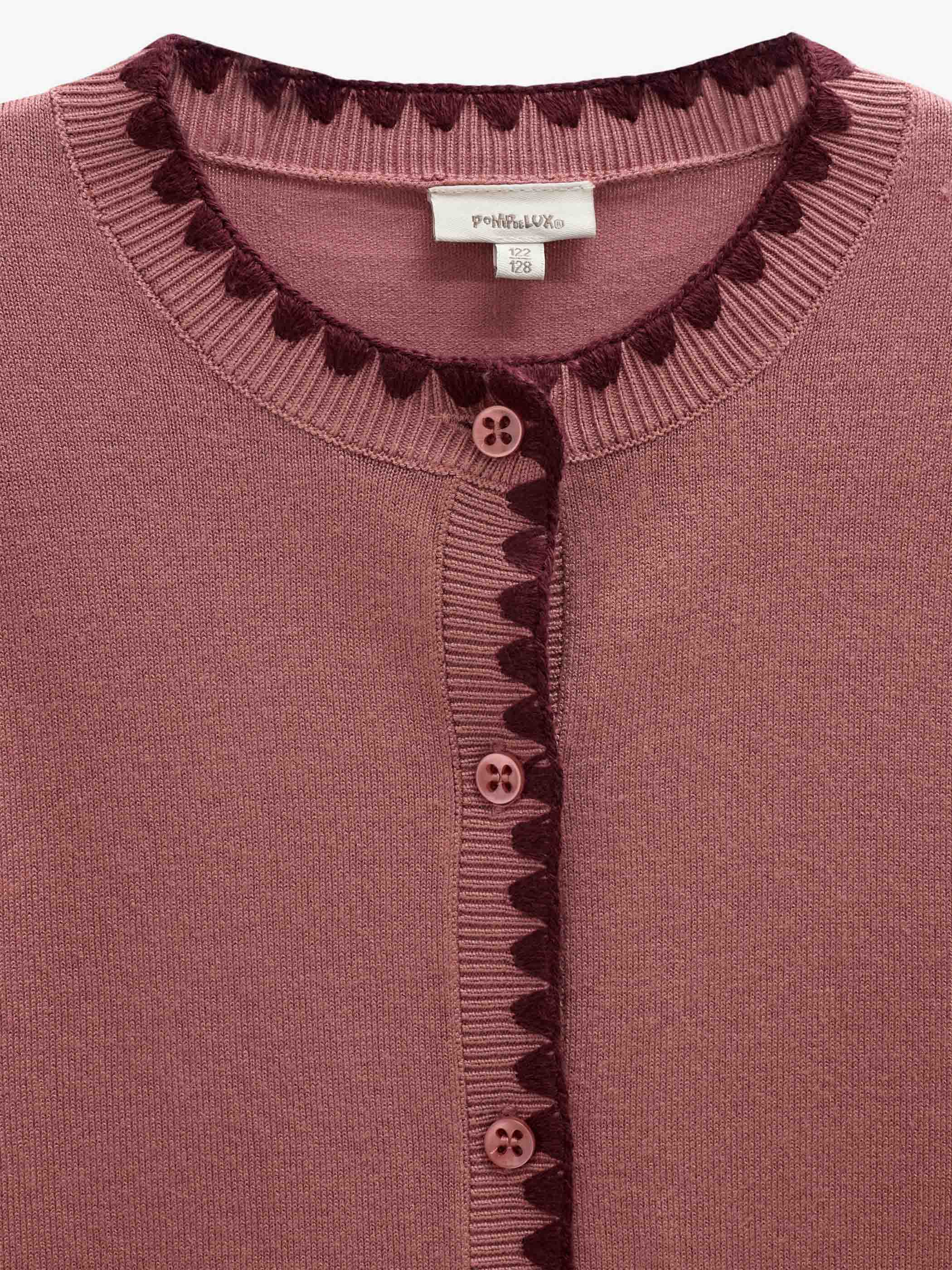 Cardigan med kontraststikninger Tween - Dusty Rose/Bordeaux | 101635 Lia