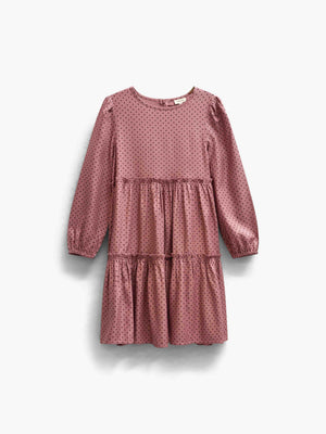 Prikket midi-kjole i viskose Tween - Dusty Rose/Bordeaux | 101657 Feline
