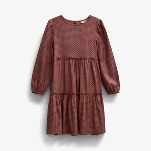 Prikket midi-kjole i viskose Tween - Dusty Rose/Bordeaux | 101657 Feline