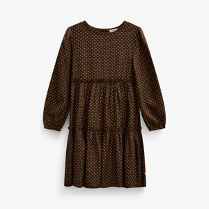 Prikket midi-kjole i viskose Tween - Brown/Offwhite | 101658 Feline