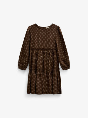 Prikket midi-kjole i viskose Tween - Brown/Offwhite | 101658 Feline