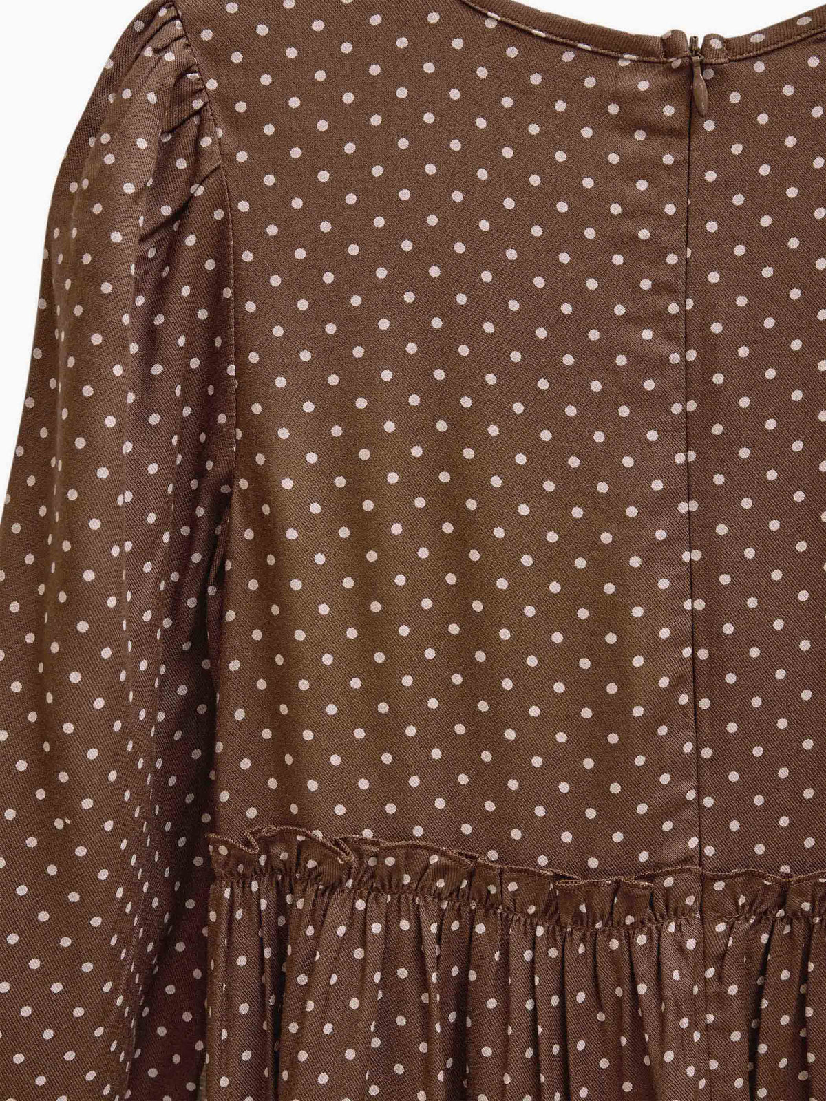 Prikket midi-kjole i viskose Tween - Brown/Offwhite | 101658 Feline