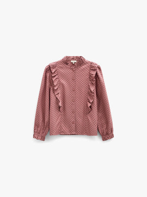 Prikket viskosebluse med flæser Tween - Dusty Rose/Bordeaux | 101661 Feline