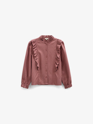 Prikket viskosebluse med flæser Tween - Dusty Rose/Bordeaux | 101661 Feline